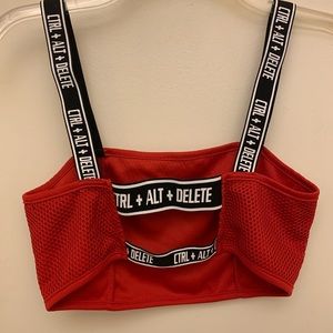 Red strappy crop top w/ cute designs
